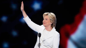 Democratic presidential nominee Hillary Clinton waves to delegates before speaking during the final day of the Democratic National Convention in Philadelphia , Thursday, July 28, 2016. (AP Photo/J. Scott Applewhite)